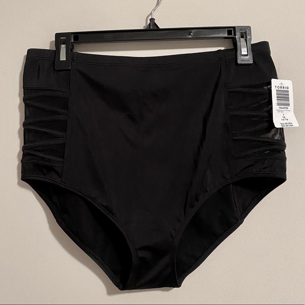 Torrid Black Lattice Mesh High Waist Swim Bottom